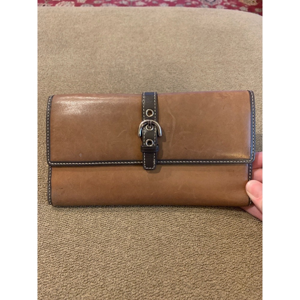 Coach Genuine Leather Brown Wallet Credit Card Holder Chrckbook (TD)
